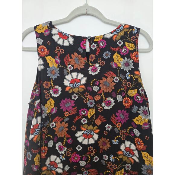 J. Jill Floral Mini Dress M | Black Multi Sleeveless Boho Spring Summer - Picture 6 of 8